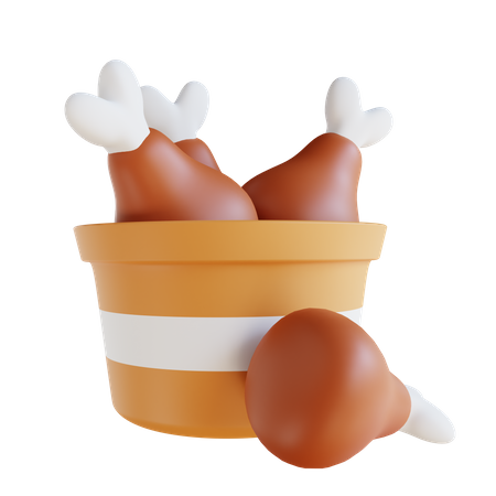 Gebratener Hühnereimer  3D Icon