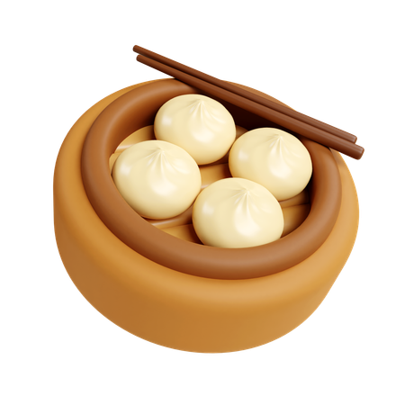 Gedämpfte Brötchen  3D Icon