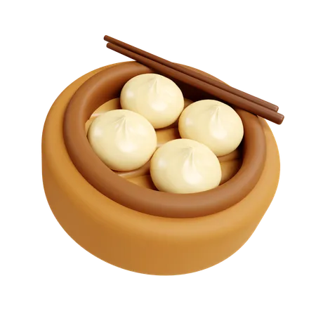 Gedämpfte Brötchen  3D Icon