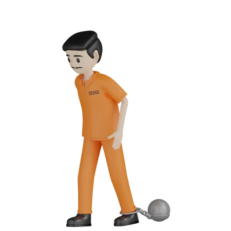 Gefangener Mit Kettenhandschellen 3D Illustration