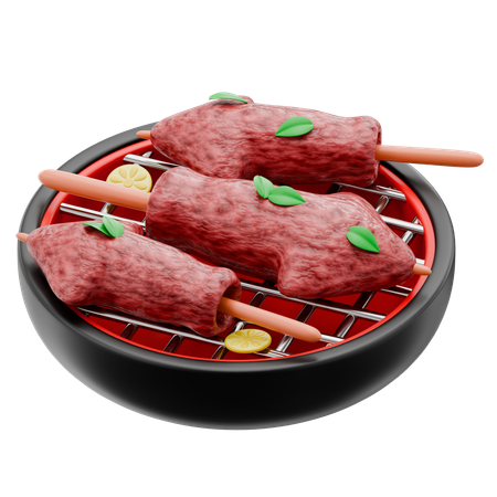 Gegrillte Tintenfischspieße  3D Icon