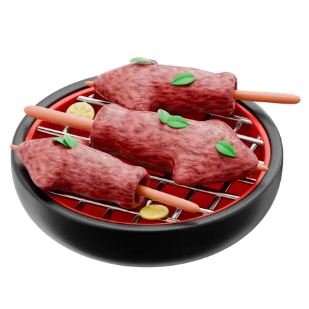 Gegrillte Tintenfischspieße  3D Icon