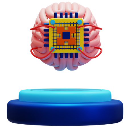 Brain Chip Integration  3D Icon