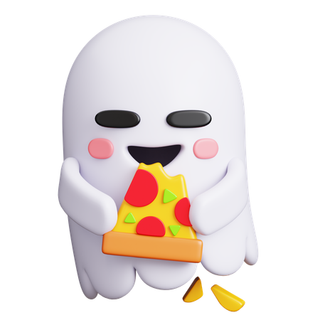 Ghost Eat Pizza  3D Icon