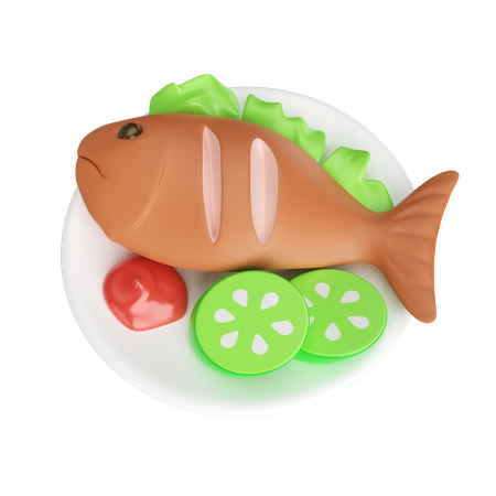 Gekochter Fisch  3D Icon