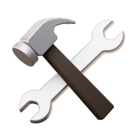 Gekreuzter Hammer und Schraubenschlüssel  3D Icon