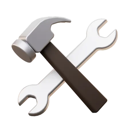 Gekreuzter Hammer und Schraubenschlüssel  3D Icon