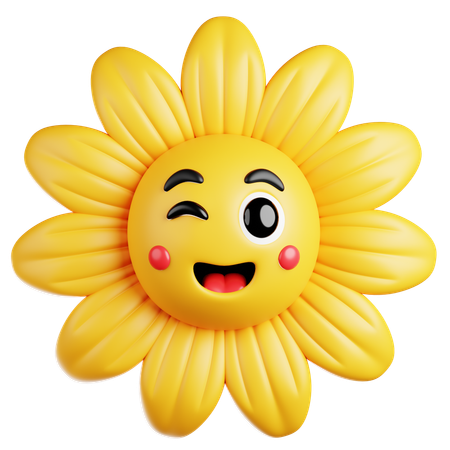 Gelbe Blume mit zwinkerndem Gesicht  3D Icon