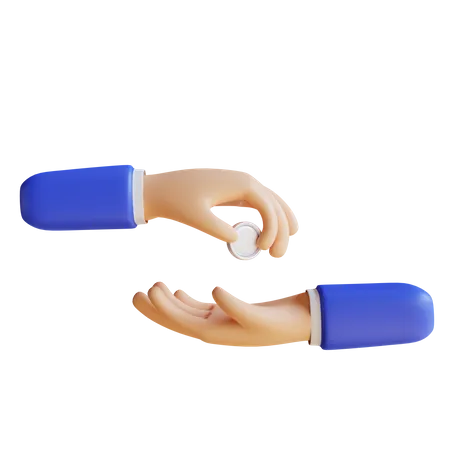 Geld geben, Handbewegung  3D Illustration
