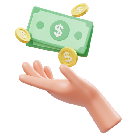 Handbewegung mit Geld halten  3D Icon