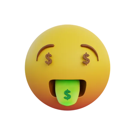 Geld, Mund, Gesicht  3D Emoji