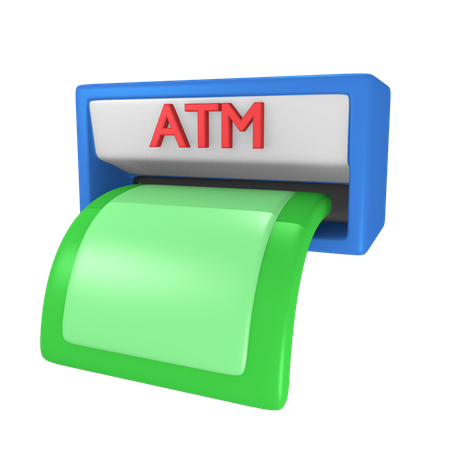 Geldabhebung am Geldautomaten  3D Illustration