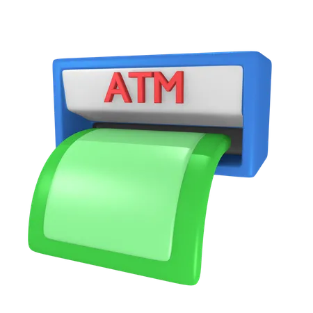 Geldabhebung am Geldautomaten  3D Illustration