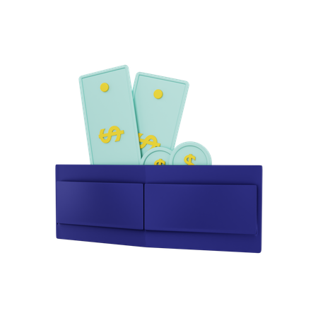 Geldbörse mit Geld  3D Illustration