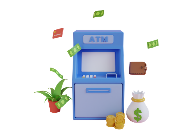 Geldeinzahlungsautomat  3D Illustration