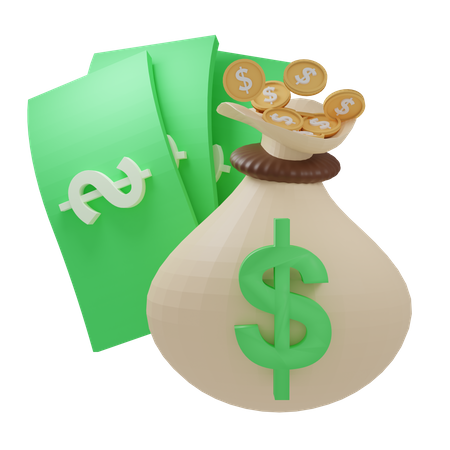 Geldsack und Dollar  3D Icon