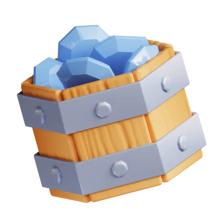 Gem Bucket  3D Illustration