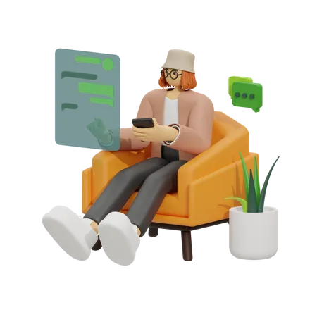 Bequem chatten  3D Illustration