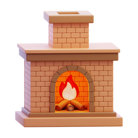 Gemütlicher Kamin im Winter  3D Icon