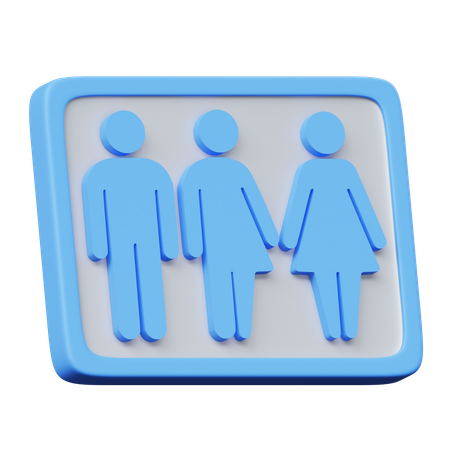 Genderneutral Restroom  3D Icon