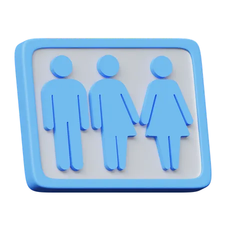 Genderneutral Restroom  3D Icon