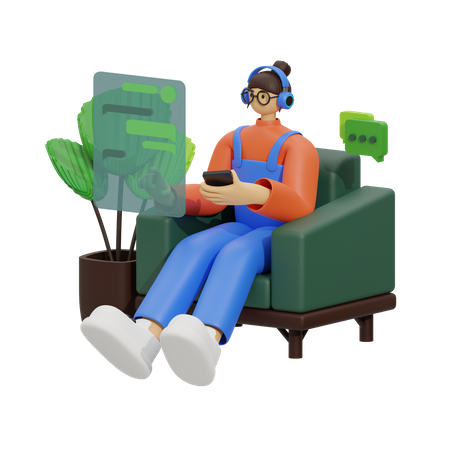 Gespräche auf dem Sofa genießen  3D Illustration