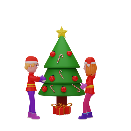 Gens célébrant Noël  3D Illustration