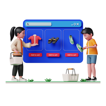 Gente haciendo compras en línea  3D Illustration