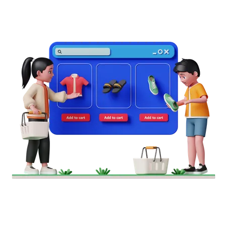 Gente haciendo compras en línea  3D Illustration