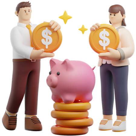 Gente recolectando dinero  3D Icon