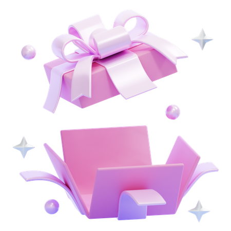 Geöffnete rosa Geschenkbox  3D Icon