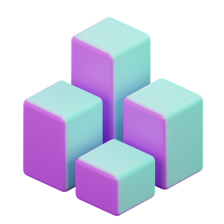 Geometric Bar Cube  3D Icon