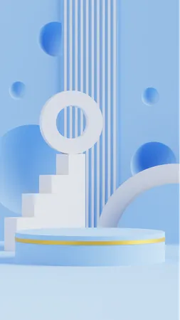 Geometric Podium Blue Background  3D Icon