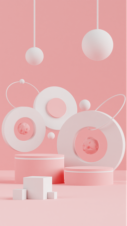 Geometric Podium Pink Background  3D Icon