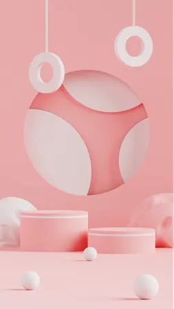 Geometric Podium Pink Pastel Background  3D Icon