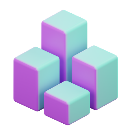 Geometrischer Balkenwürfel  3D Icon