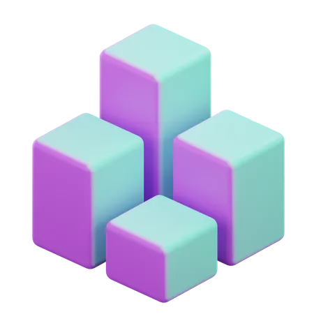 Geometrischer Balkenwürfel  3D Icon