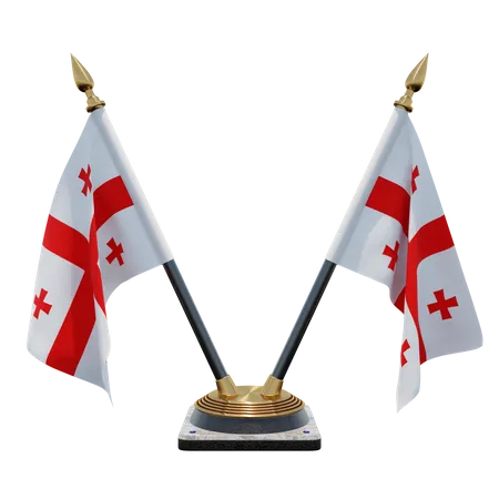 Doppelter Tischflaggenständer für Georgia  3D Flag