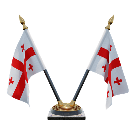 Georgia Double Desk Flag Stand 3D Illustration