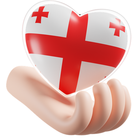 Georgia Flag Heart Hand Care  3D Icon