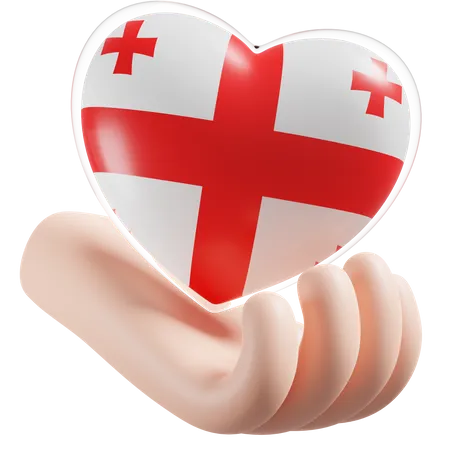 Georgia Flag Heart Hand Care  3D Icon