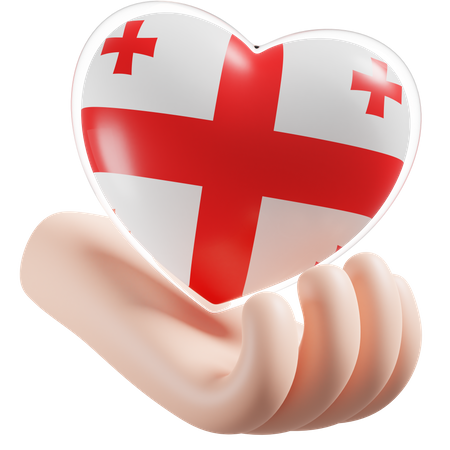 Georgia Flag Heart Hand Care 3D Icon
