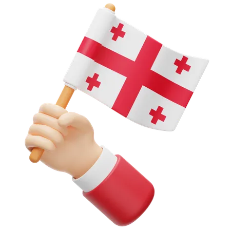 Georgia flag in hand  3D Icon