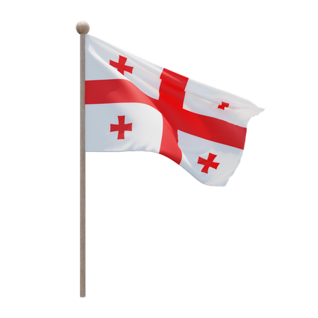 Georgia Flag Pole 3D Illustration
