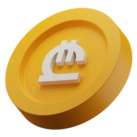 Georgian Lari Gold Coin  3D Icon