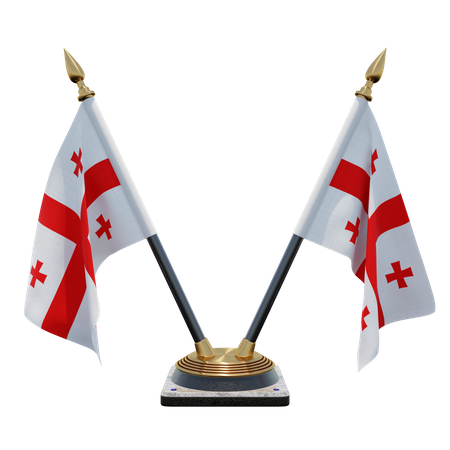 Support de drapeau de bureau double Géorgie  3D Flag