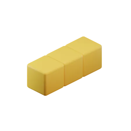 Gerader kurzer Tetrisblock  3D Icon