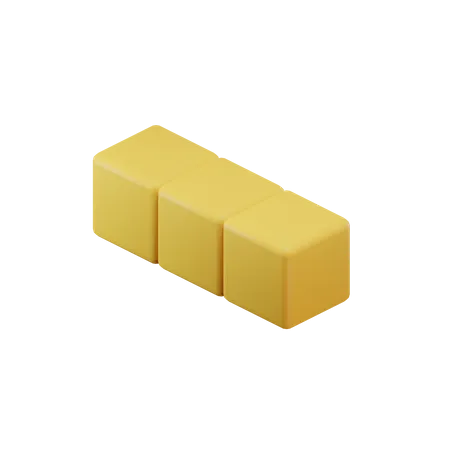 Gerader kurzer Tetrisblock  3D Icon