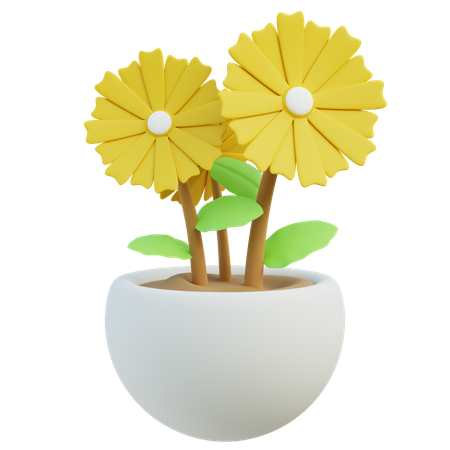 Gerberas jaunes  3D Icon