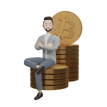 Gerenciador de bitcoins  3D Illustration